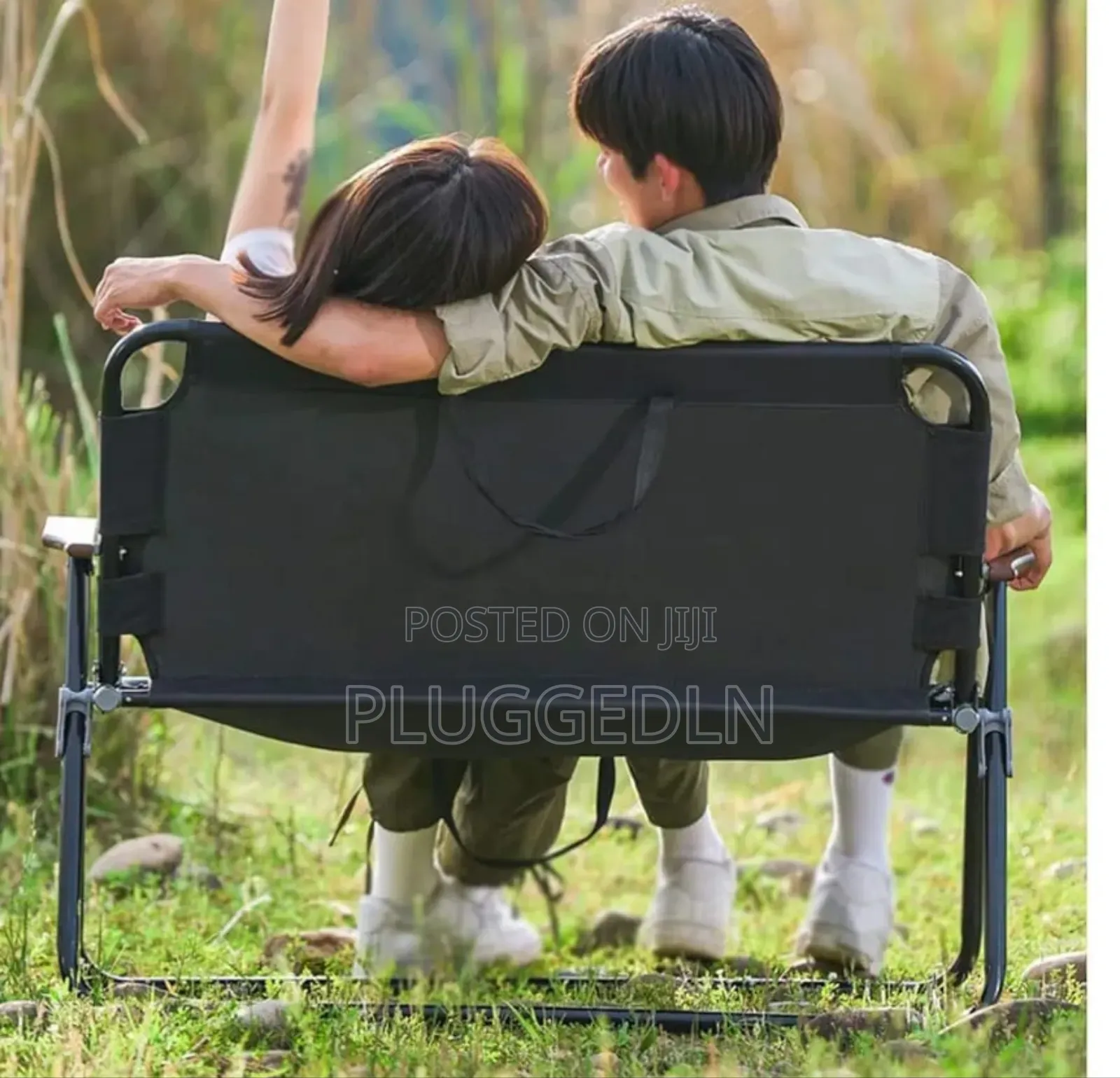 Portable Double Seat Camping Chair With Wood Armrest