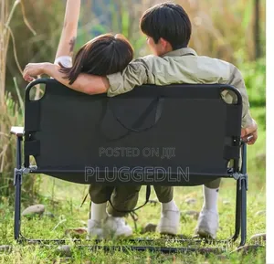 Portable Double Seat Camping Chair With Wood Armrest
