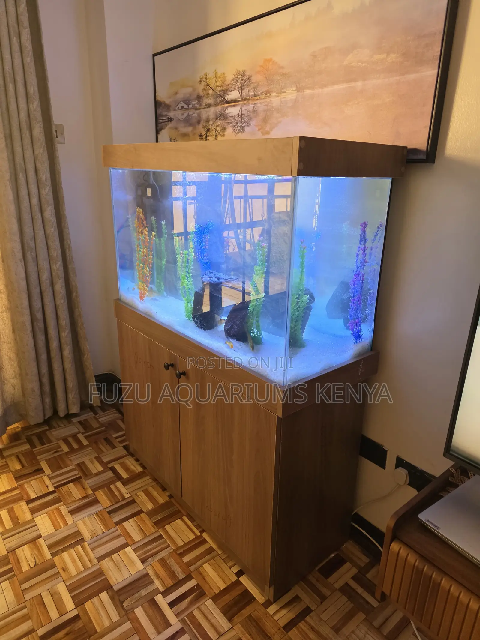 Spacious Light Wood Aquarium (Rectangular)