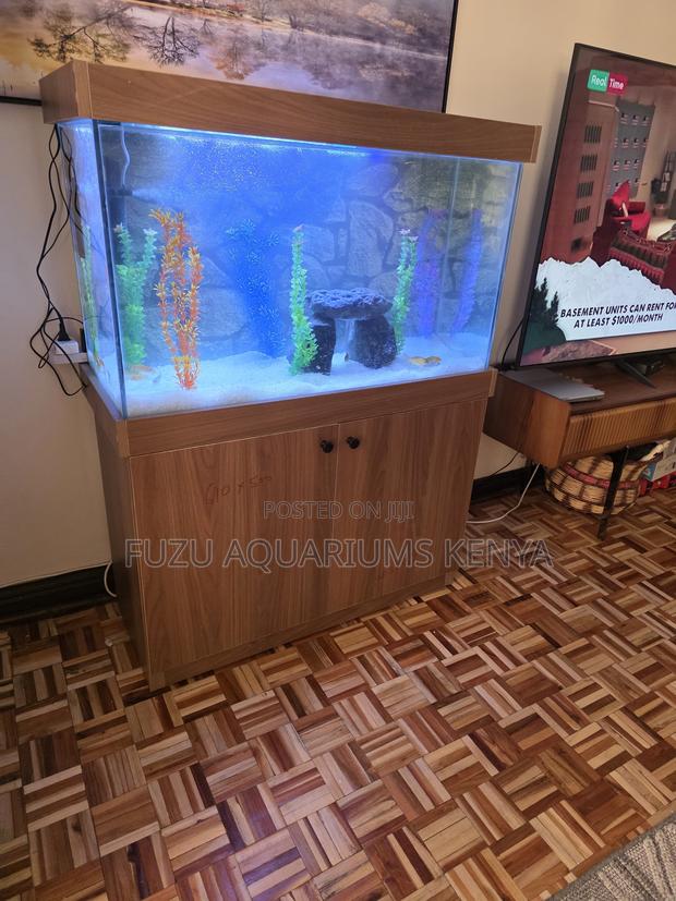 Solid Look Light Wood Cabinet Aquarium - main view