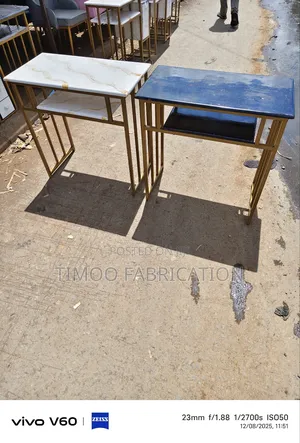 Nail Tables With Mable Top, Black and White