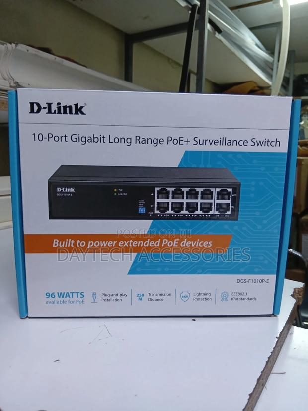This Is a D-Link 10-Port Gigabit Long Range Poe+ Surveillance Switch. - thumbnail 2
