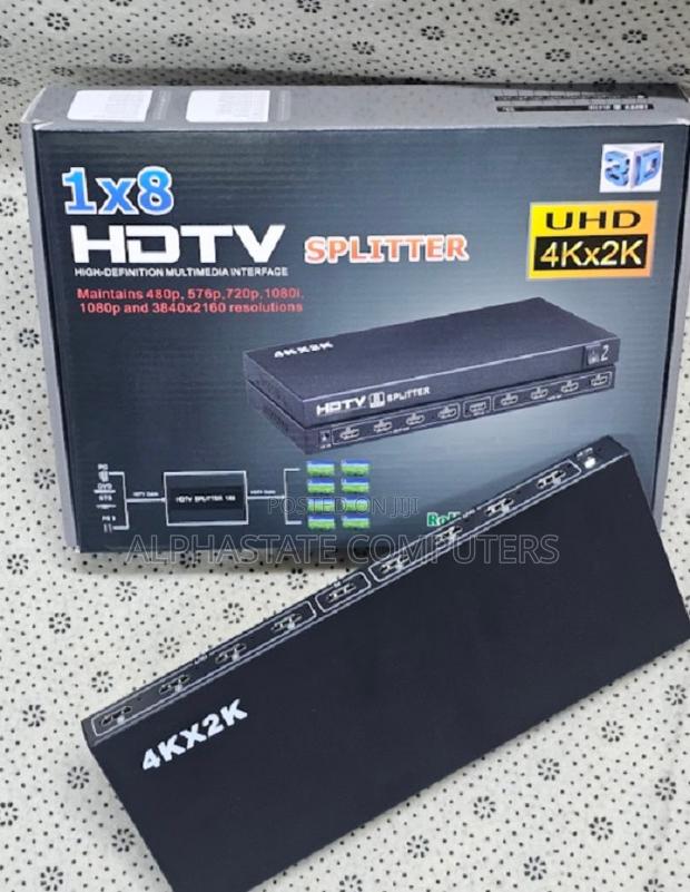 HDTV Hdmi Splitter 1×8 Supporting ×, 1080p and 720p Resolutions