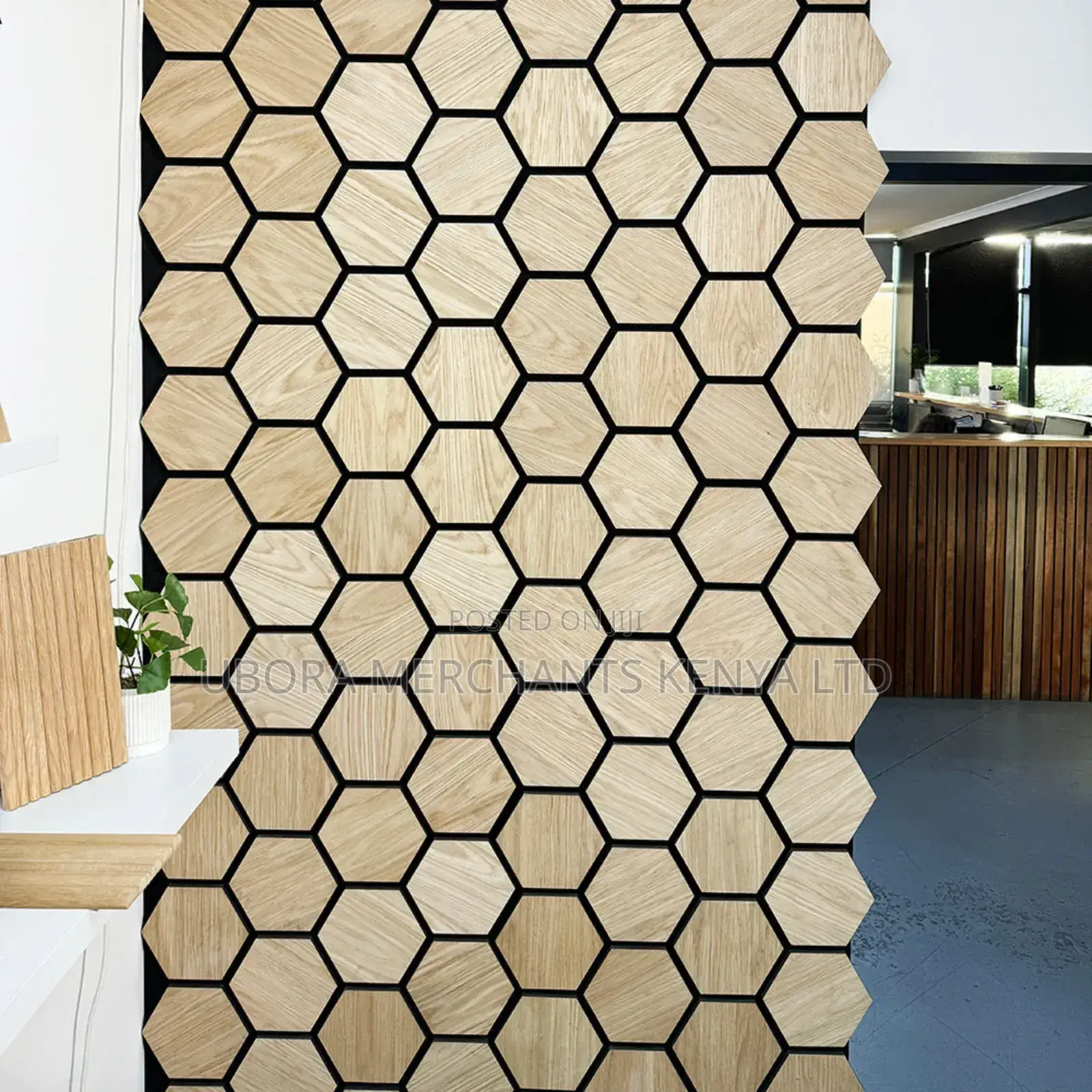 Hexagonal Wood Acoustic Soundproofing Panels 0.56x0.49m
