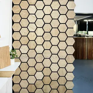 Hexagonal Wood Acoustic Soundproofing Panels 0.56x0.49m