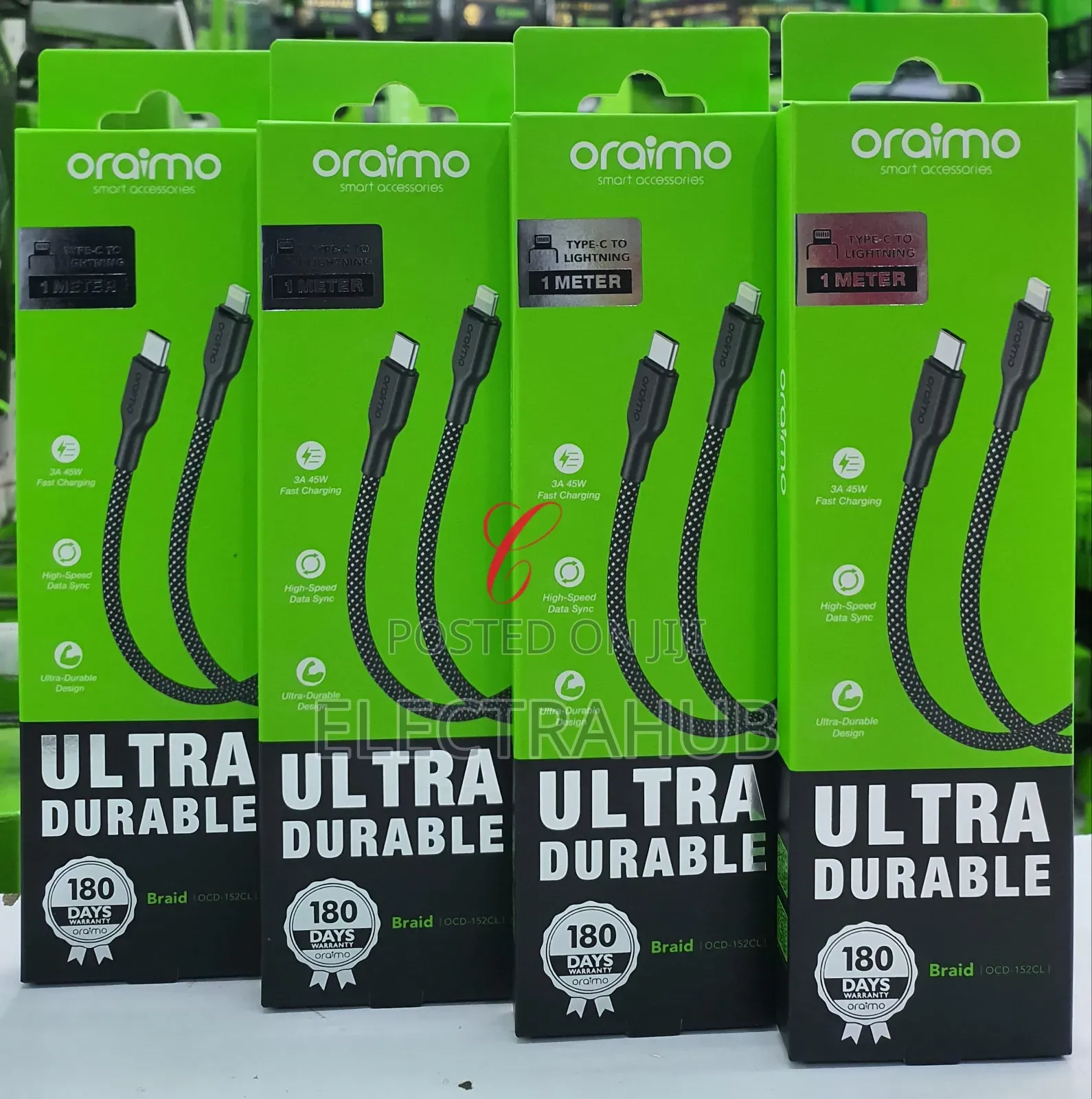 Oraimo Braid 45w Type C to Lightning Braided Charging 3a Data Cable