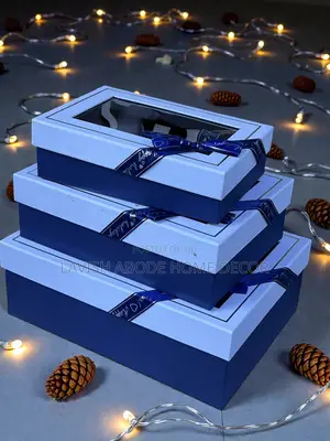 3 Piece Gift Boxes Rectangular With Window Navy Blue Packaging Box