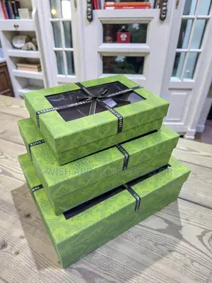 3 Piece Gift Boxes Rectangular With Clear Lid Green Packaging Box