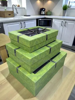 3 Piece Gift Boxes Rectangular With Clear Lid Green Packaging Box