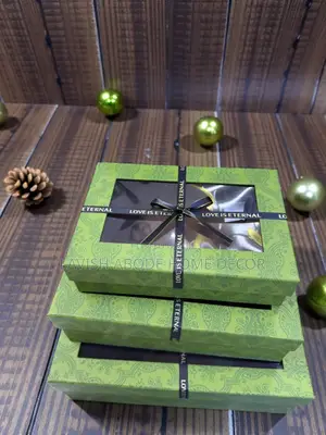 3 Piece Gift Boxes Rectangular With Clear Lid Green Packaging Box