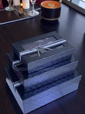 Black 3 Piece Gift Boxes Rectangular With Clear Lid Gift Packaging Box