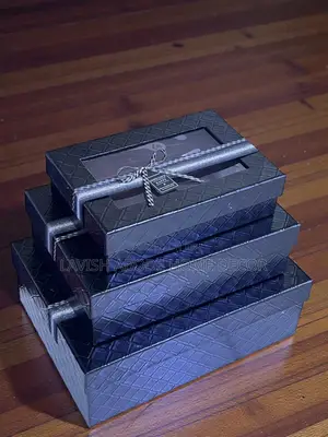 Black 3 Piece Gift Boxes Rectangular With Clear Lid Gift Packaging Box