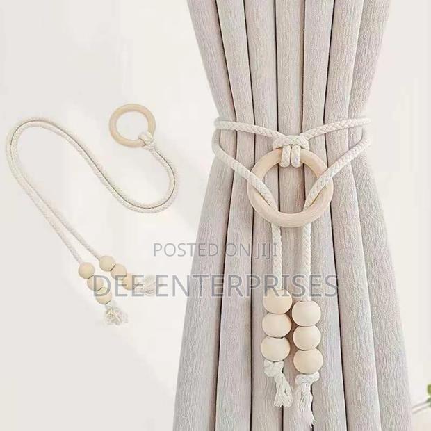 2pcs Natural Cotton Rope Curtain Tiebacks Boho Style - thumbnail 3