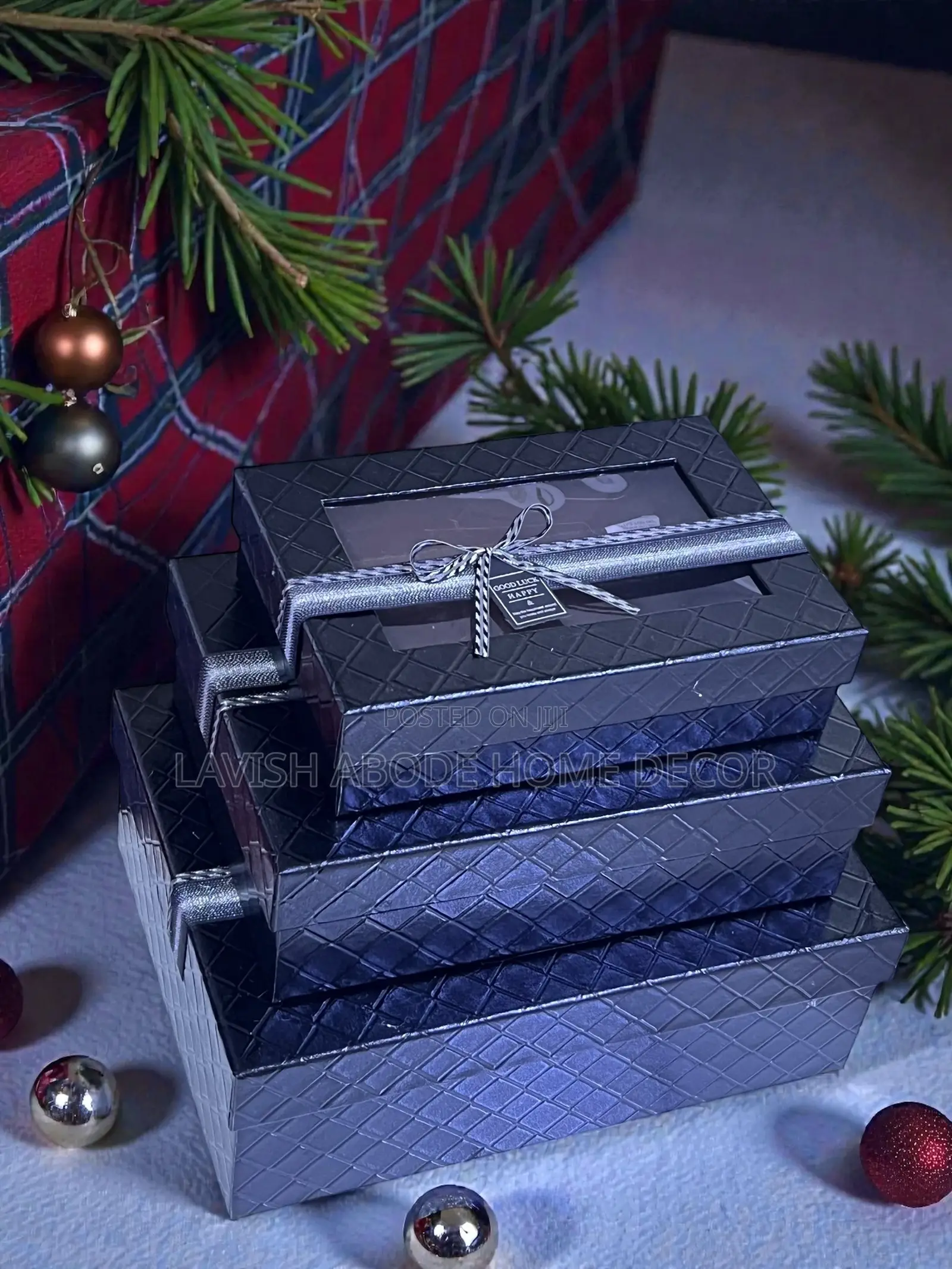 3 Pc Gift Boxes Black Rectangular With Clear Lid Packaging Box