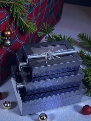 3 Pc Gift Boxes Black Rectangular With Clear Lid Packaging Box