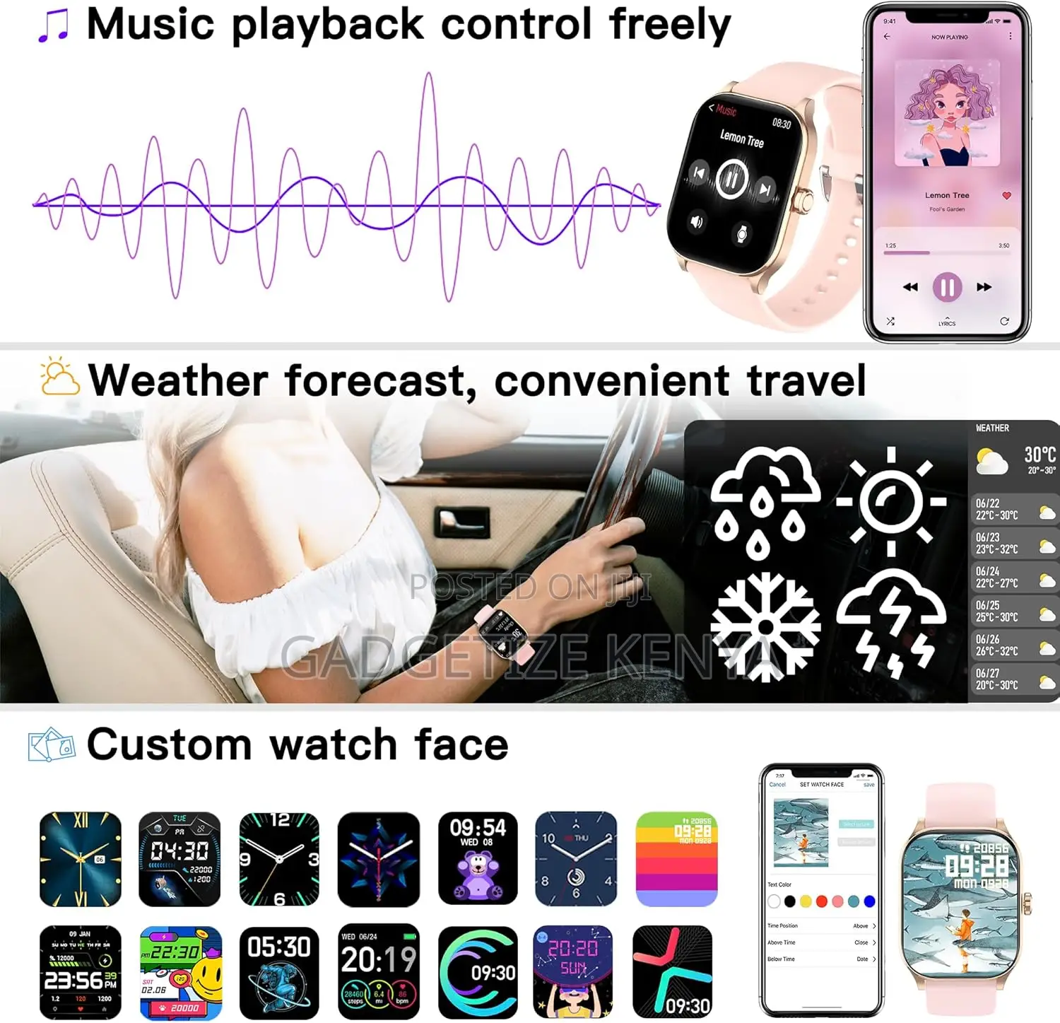 Pink Othalne P68 Smartwatch