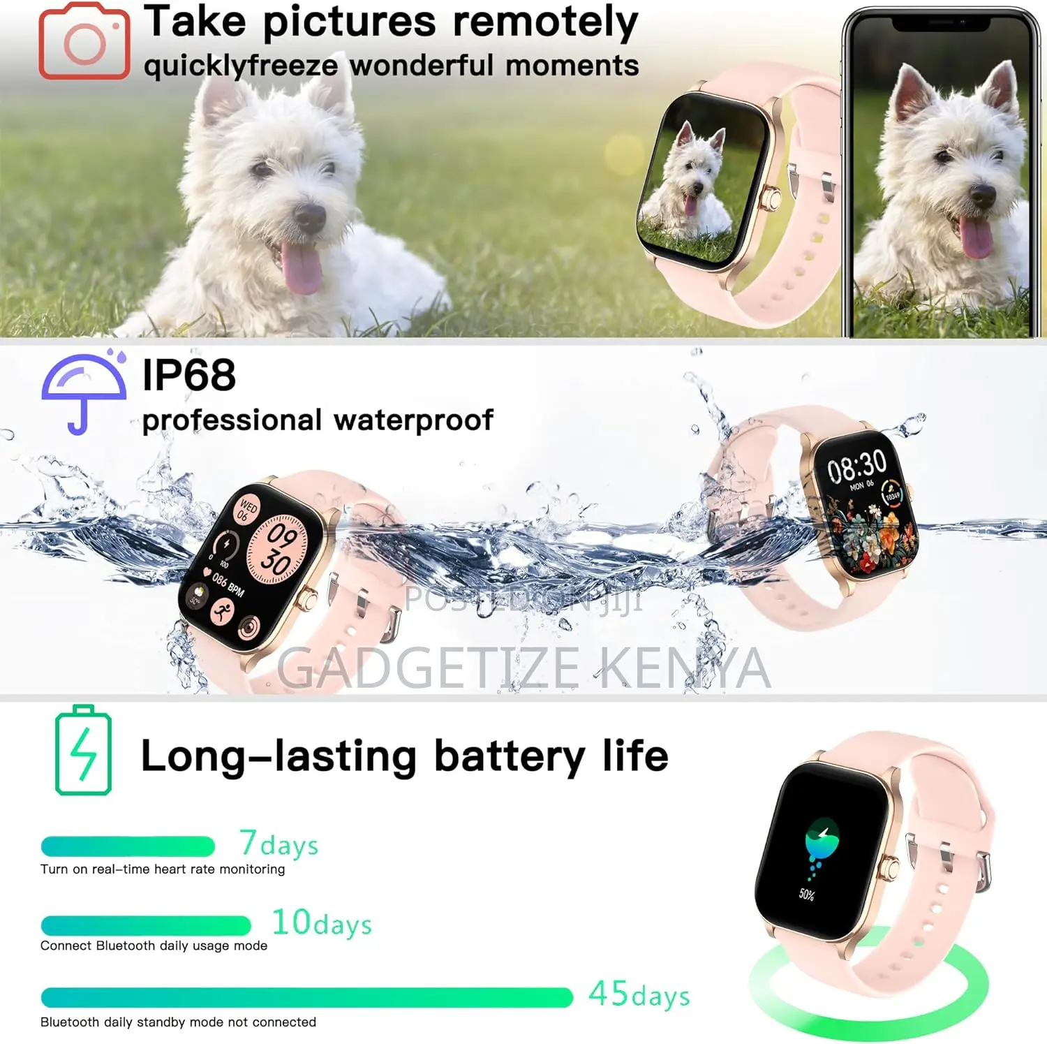 Pink Othalne P68 Smartwatch