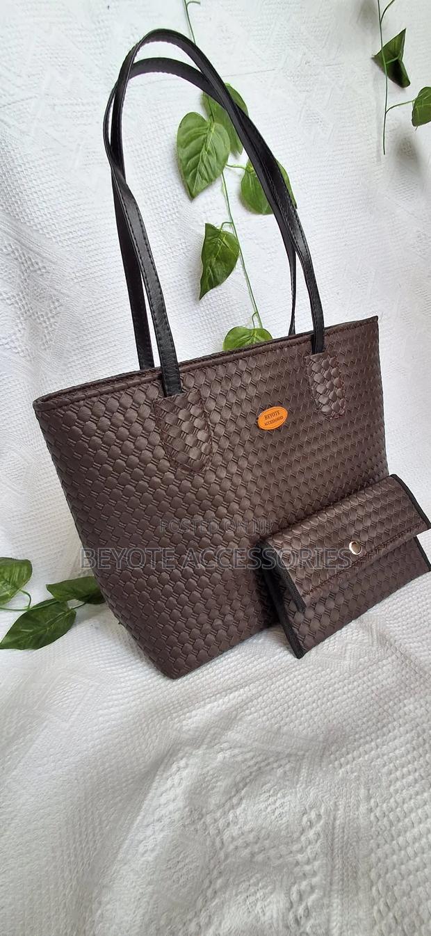 Dark Brown Ladies Leather Tote Bag - thumbnail 2
