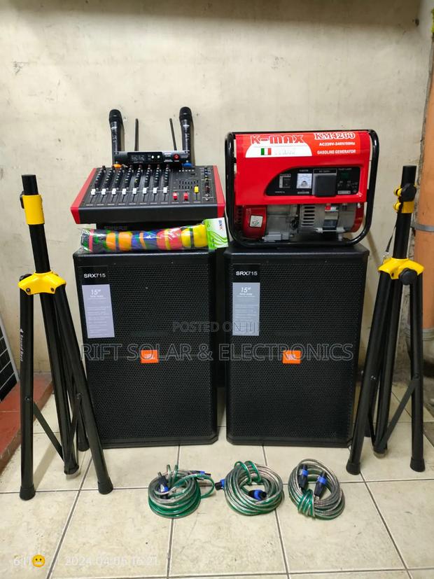 Full Set Public Address System - 8ch Mixer -(2) JBL 15" Mid Speakers