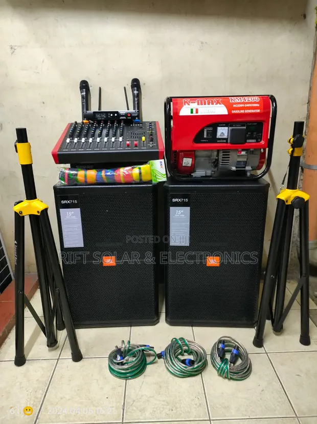 Full Set Public Address System - 8ch Mixer -(2) JBL 15