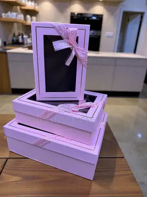3 Pc Gift Boxes Rectangular With Clear Lid Pink Packaging Box