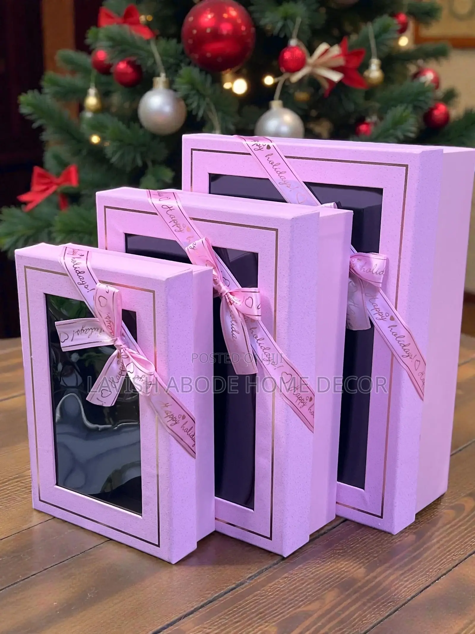 3 Pc Gift Boxes Rectangular With Clear Lid Packaging Box Wrap