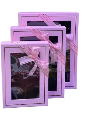 3 Pc Gift Boxes Rectangular With Clear Lid Packaging Box Wrap
