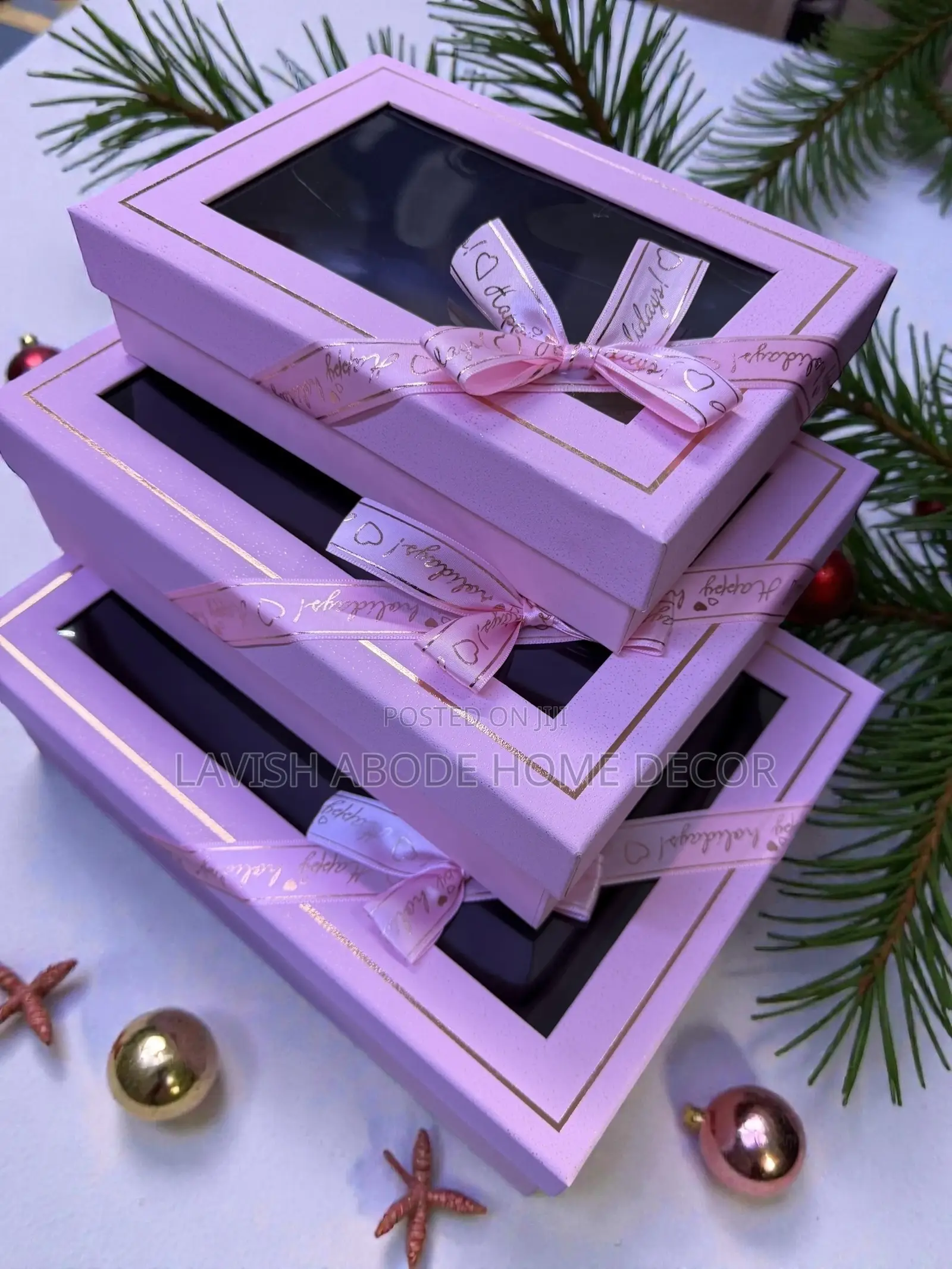 3 Pc Gift Boxes Rectangular With Clear Lid Packaging Box Wrap