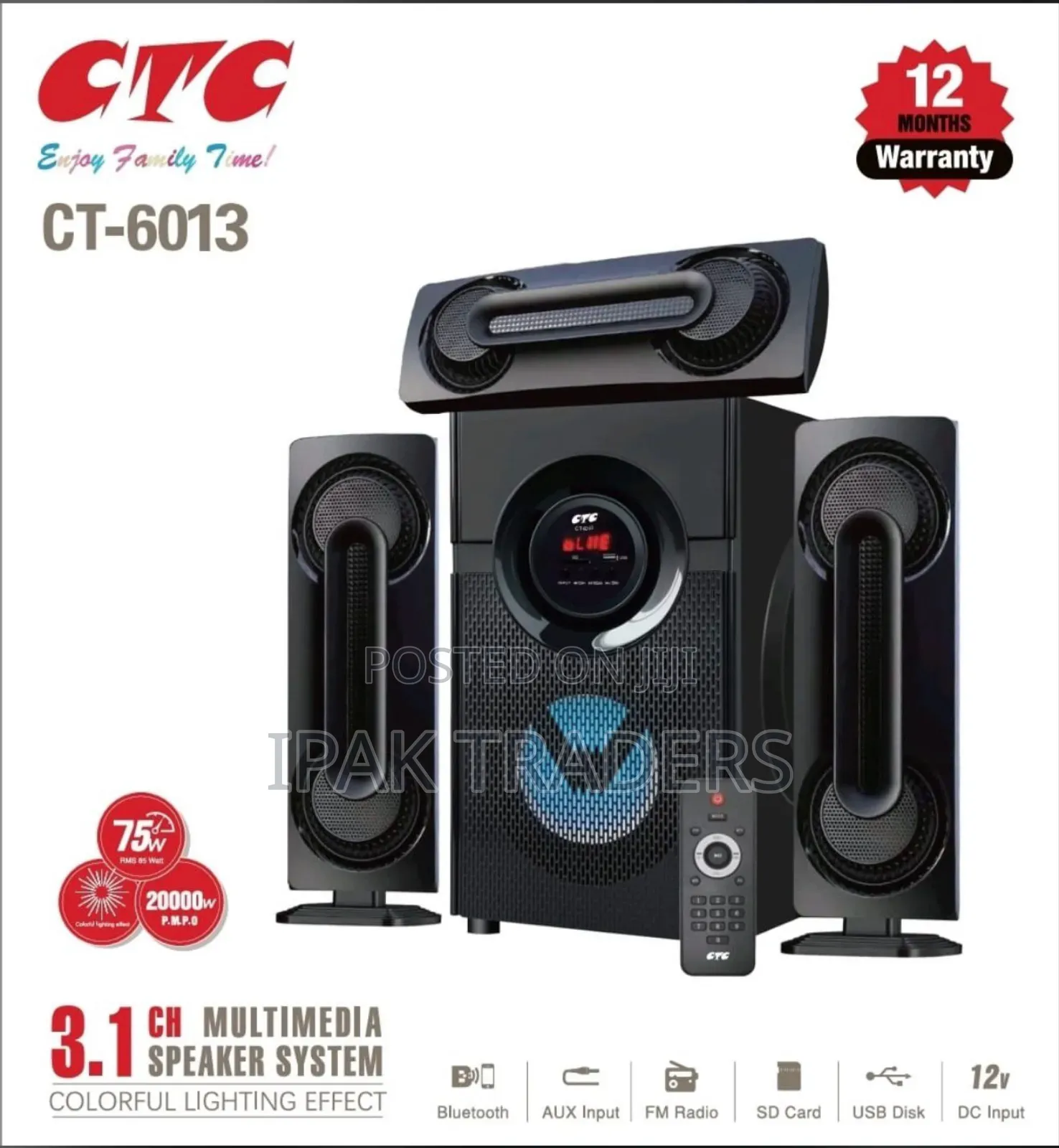 CTC Subwoofer Hifi Speaker System-20,000w-Bt/Fm/Usb Ct-6013