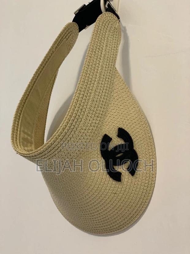 Chanel Straw Visor Hat in Beige and Brown - main view