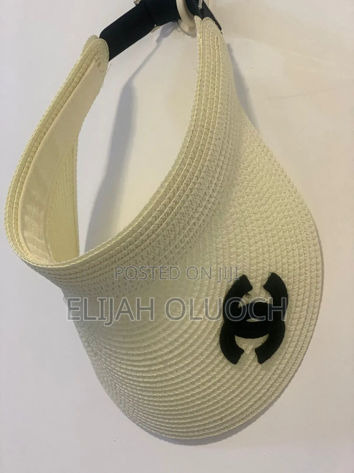 Chanel Straw Visor Hat in Beige and Brown