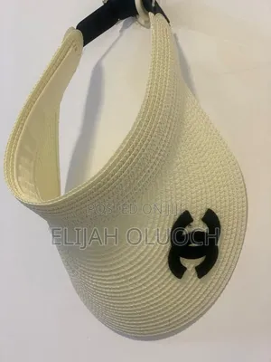Chanel Straw Visor Hat in Beige and Brown
