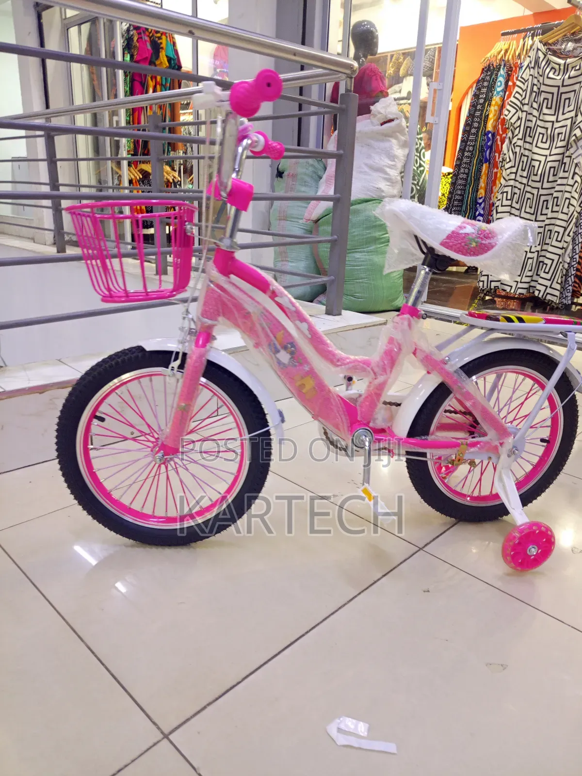 Princess Size 16 Bicycle Girls Bike With Training Wheels Basket Pink