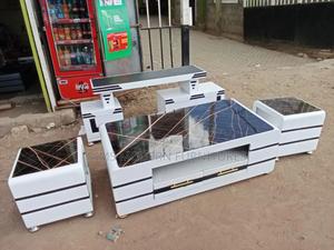 Table White With 2 Stools + Tv Stand With Led Lights - thumbnail 2