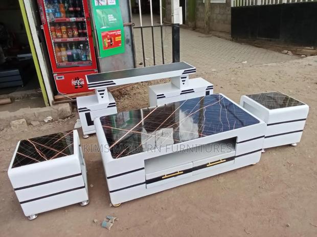 Table White With 2 Stools + Tv Stand With Led Lights - main view