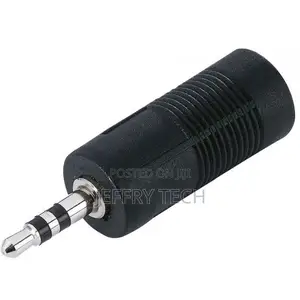 Black Plastic Jack Adapter 3.5mm Male to 6.35mm Female