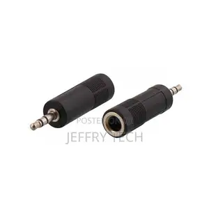 Black Plastic Jack Adapter 3.5mm Male to 6.35mm Female