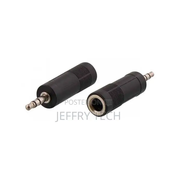 Black Plastic Jack Adapter 3.5mm Male to 6.35mm Female