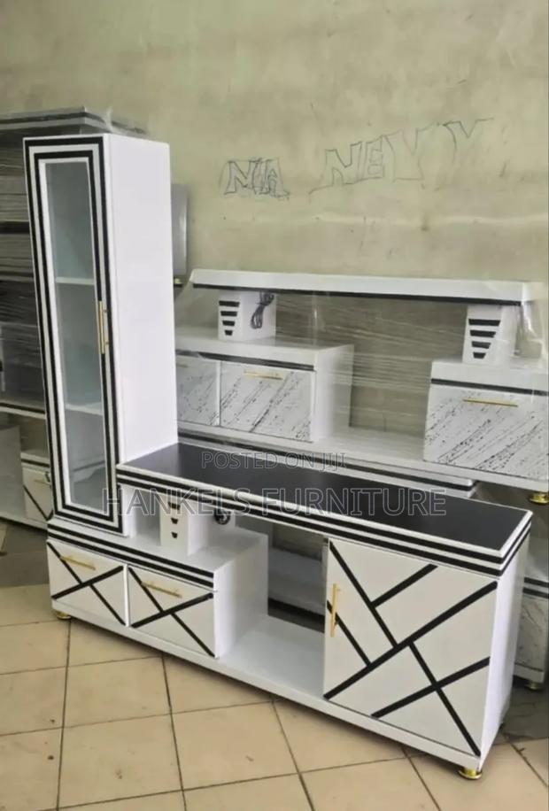 Modern Tv Stand With Glass Display Side Stand