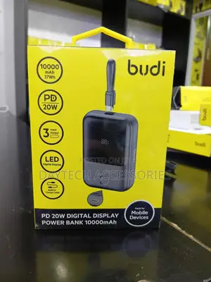 This Is a Budi 10000mah Pd 20w Power Bank With a Built-in Cable.
