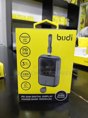This Is a Budi 10000mah Pd 20w Power Bank With a Built-in Cable.