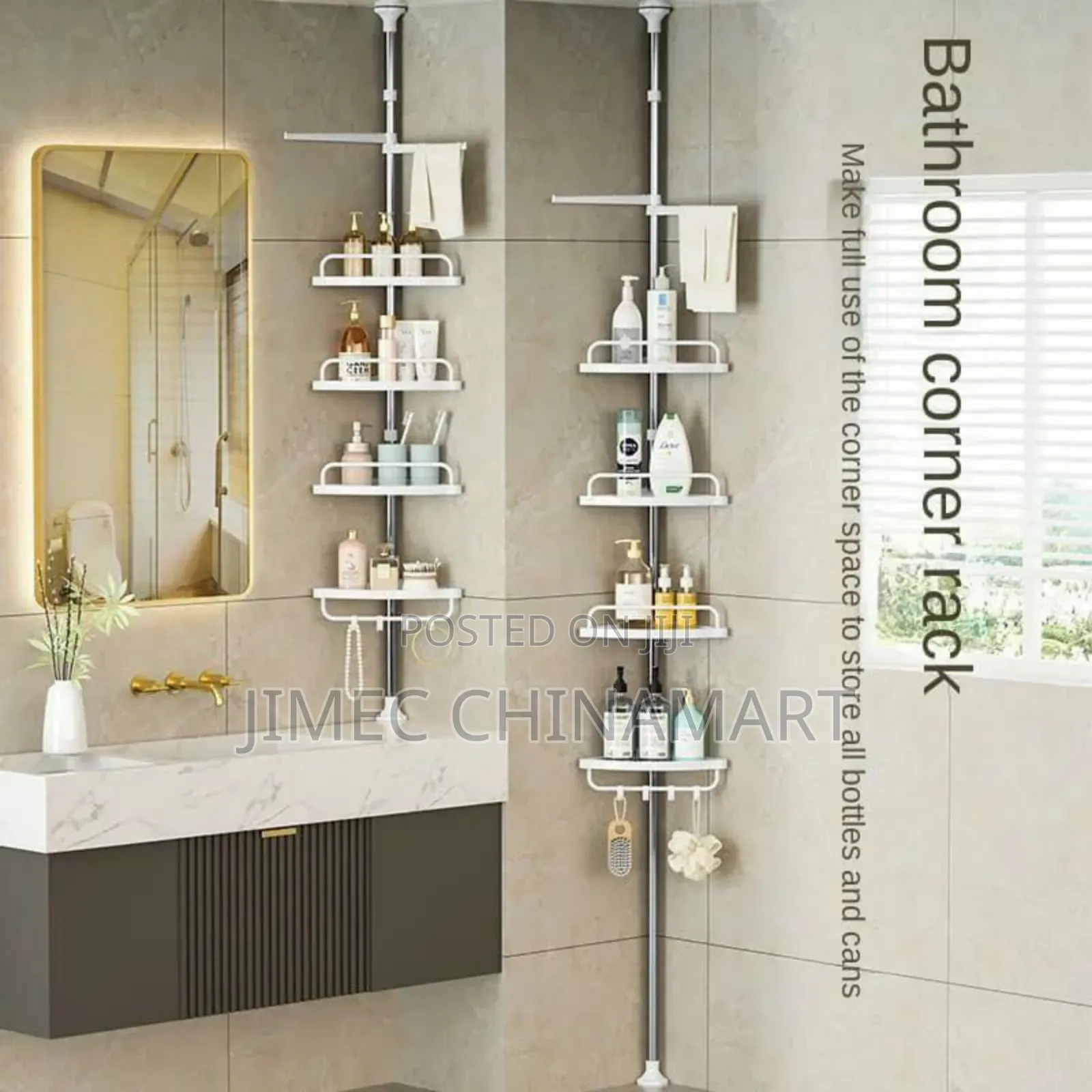4 Tier Adjustable Telescopic Multi-Corner Shelf Organiser