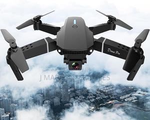 E88 Pro Drone Camera, Wifi Dual Foldable Mobile App Control, Black - thumbnail 2