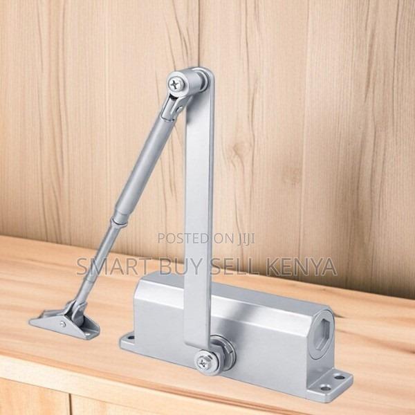 Premium Aluminum Door Closer 180° Opening Auto Close Silver Finish