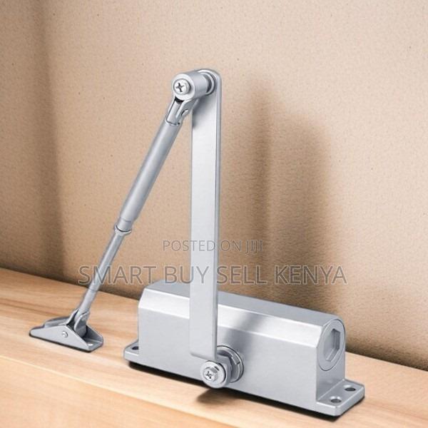 Adjustable Automatic Aluminum Door Closer Dual Valve Silver Finish - main view