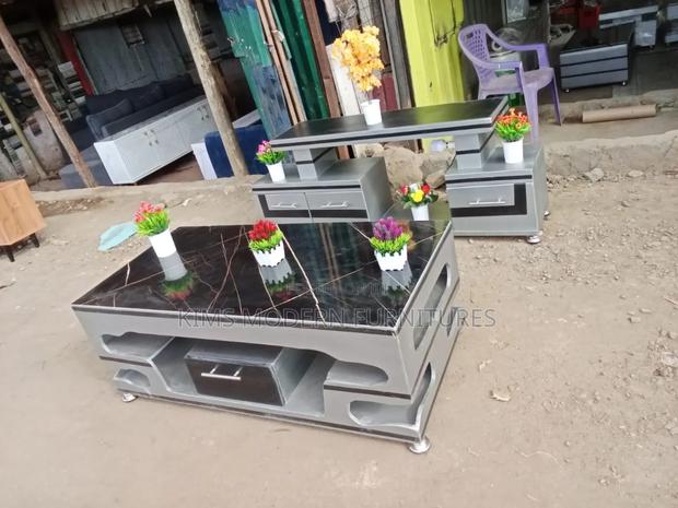 Table Gray Marble Top Black + Tv Stand Gray - main view