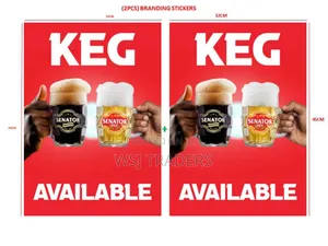 2 Keg Branding Stickers 45cm by 32cm for Beer Keg Pump Senator