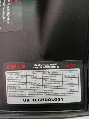 4kva, 3.6kw Cigma Uk Silent Inverter Generator 4000i