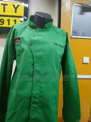 Unique Fit Kenya Green Coats for Chef With Flag