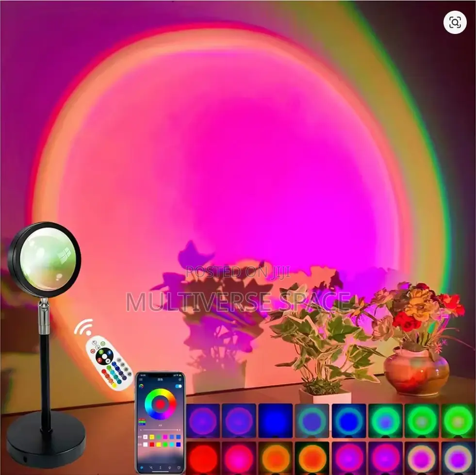 Led RGB 16 Color Projector Night Ambient Light Floor Sunset Lamp Decor